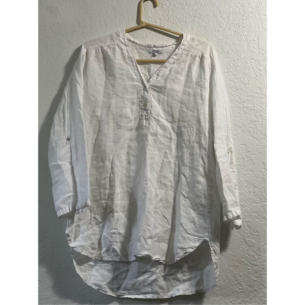 Rosemarie Italian Linen tunic shirt  Womens L ‎ Cottagecore Coquette